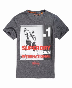 Superdry Box Photo City Copenhagen Férfi Pólók Fekete | ERIUC7806